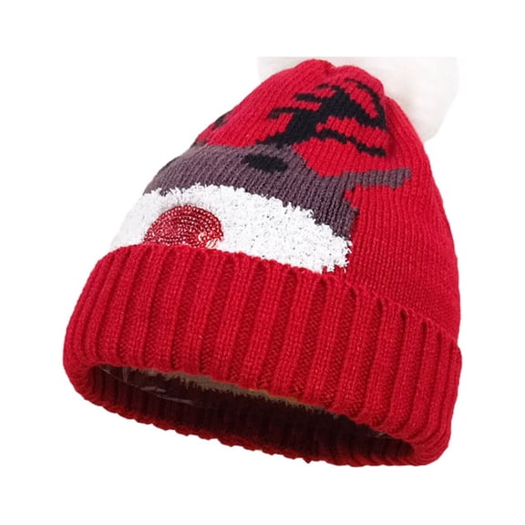 Rdhnmea Women Christmas Hat Warm Woolen Hat Knitted Santa Claus Elk Hat with Bobble Xmas Props