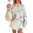 thumbnail image 1 of Rdhnmea Women Cute Comfy Sweaters Casual Heart Print Warm Long Sleeve Pullover, 1 of 9