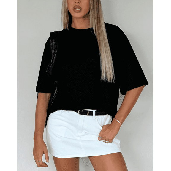 Rdhnmea Women Denim Skirts Solid Color Bodycon Jeans Skirts Mini Skirts