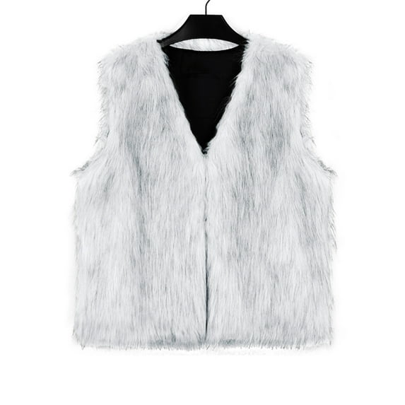 Rdhnmea Women Faux Fur Waistcoat Lightweight Sleeveless Open Front Short Vest Jacket Coat Outwear Gilet Casual Streetwear