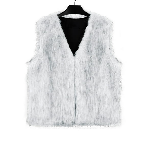 Rdhnmea Women Faux Fur Waistcoat Lightweight Sleeveless Open Front Short Vest Jacket Coat Outwear Gilet Casual Streetwear