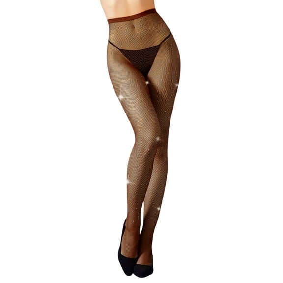 Rdhnmea Women Fishnets Sparkly Tights Glitter Shiny High Waist Rhinestone Stockings Erotic Party Concert Pantyhose