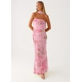 thumbnail image 1 of Rdhnmea Women Floral Tube Maxi Dress with Scarf Y2k Strapless Backless Long Bodycon Dresses Formal Cocktail Sundress Party Clubwear, 1 of 1