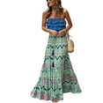 thumbnail image 1 of Rdhnmea Women Flowy Boho Skirt Printed Ruffled Hem Summer Skirt for Beach, 1 of 5
