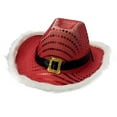 thumbnail image 1 of Rdhnmea Women Men Christmas Cowgirl Hat Wide Brim Light up Shiny Sequins Western Hats for Wedding Rave Party Xmas Costume, 1 of 6