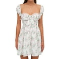 thumbnail image 1 of Rdhnmea Women Mini Dress, Cap Sleeve Low-cut Backless Flower Print A-line Dress Summer Dress, 1 of 9