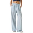 thumbnail image 1 of Rdhnmea Women Striped Pants, Elastic Waist Trousers Loungewear with Pockets, 1 of 9