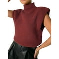 thumbnail image 1 of Rdhnmea Women Summer Cap Sleeve Sweater Vest Elegant High Neck Stretchable Knit Pullover Tops Y2k Streetwear, 1 of 6
