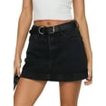 thumbnail image 1 of Rdhnmea Women Summer Denim Skorts Casual Solid Color Elastic Mini Skirt, 1 of 9