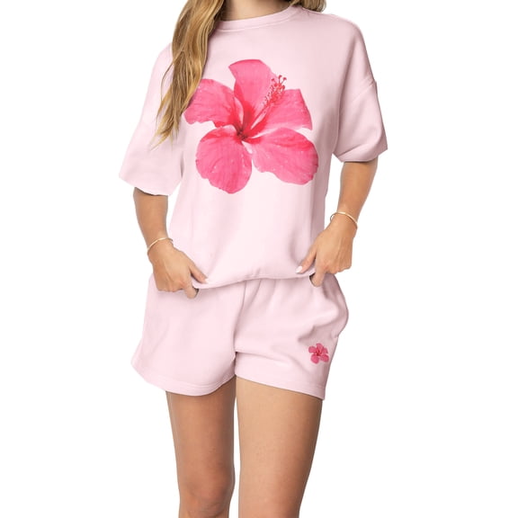 Rdhnmea Women Summer Shorts Outfits Bow/Flower Print T-Shirts Tops Shorts