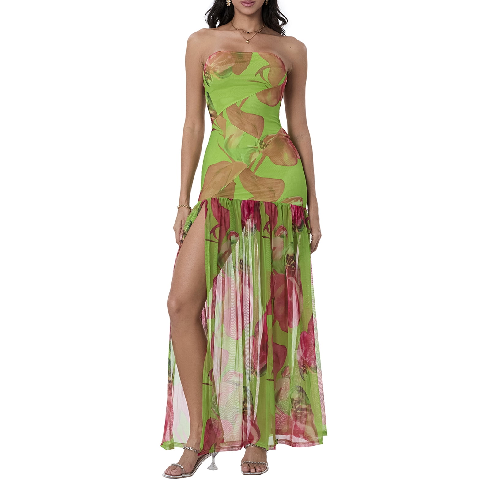 Colorful Stripes Tube Top Maxi Dress main image 1