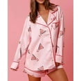 thumbnail image 1 of Rdhnmea Women's 2 Piece Christmas Pajama Set Dessert Print Long Sleeves Shirt + Elastic Shorts Xmas Pjs Jammies Loungewear Soft Sleepwear, 1 of 2
