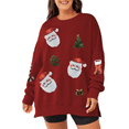 thumbnail image 1 of Rdhnmea Women’s Christmas Sweatshirts Sequin Santa Graphic Long Sleeve Crew Neck Pullovers Oversized Tops Xmas Outfits, 1 of 7
