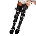 thumbnail image 1 of Rdhnmea Women's Christmas Thigh High Socks Cable Knit Over the Knee Boot Socks Xmas Snowflake Print Long Stockings Winter Warm Leg Warmers, 1 of 3