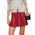 thumbnail image 1 of Rdhnmea Women's Elegant Satin Mini Skirt, Lace Trim Mini Bow Silk Skirt, 1 of 6