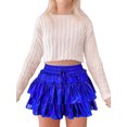 thumbnail image 1 of Rdhnmea Women's Fashion Mini Skirts Metallic Drawstring High Waist Skirts, 1 of 9
