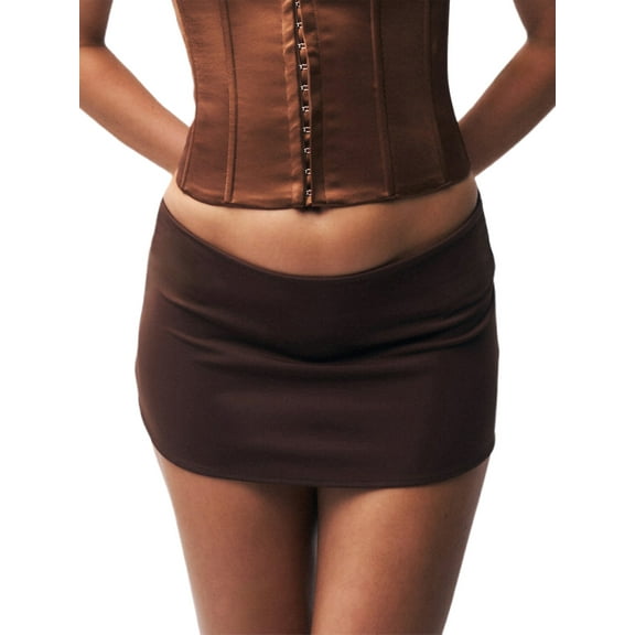 Rdhnmea Women's Fashion Mini Skirts Y2k Solid Color Low Waist Short Skirts Summer Casual Beach Bodycon Skirt Trendy Streetwear