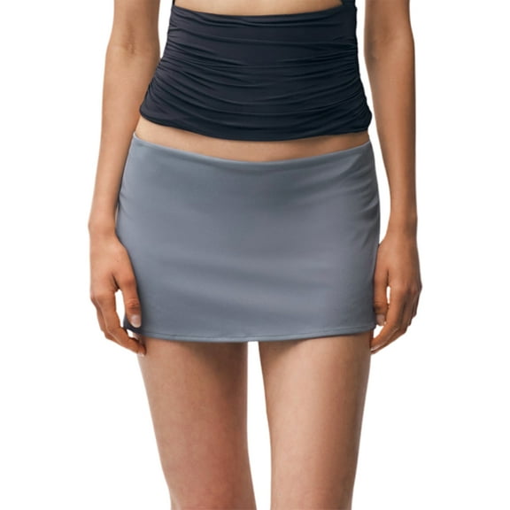 Rdhnmea Women's Fashion Mini Skirts Y2k Solid Color Low Waist Short Skirts Summer Casual Beach Bodycon Skirt Trendy Streetwear