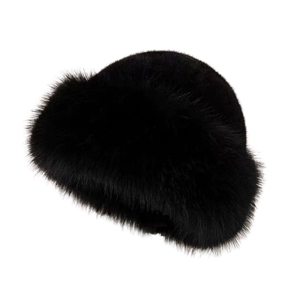 Rdhnmea Women's Faux Fur Fluffy Bucket Hat Winter Warm Fuzzy Mongolian Hat Fisherman Cap Beanie for Travel, Beach, Street