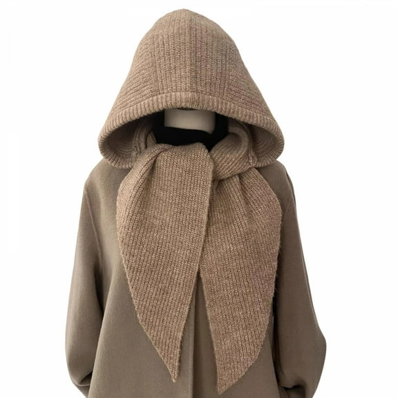 Rdhnmea Women's Knitted Hat Winter Balaclava Hooded Cap Scarf Hat Soft Knit Skull Cap Hood Scarf Neck Warmer Beanies