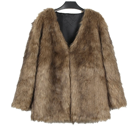 Rdhnmea Women's Luxury Faux Fur Coat Jacket Open Front Long Sleeve Winter Warm Coats Overcoat Outwear