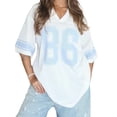 thumbnail image 1 of Rdhnmea Women’s Oversized Jersey Tops Half Sleeve V Neck Loose T-Shirts, 1 of 9