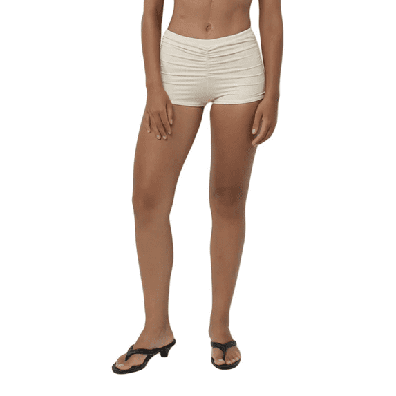 Rdhnmea Women’s Ruched Lounge Shorts Low Waist Solid Color Mini Shorts