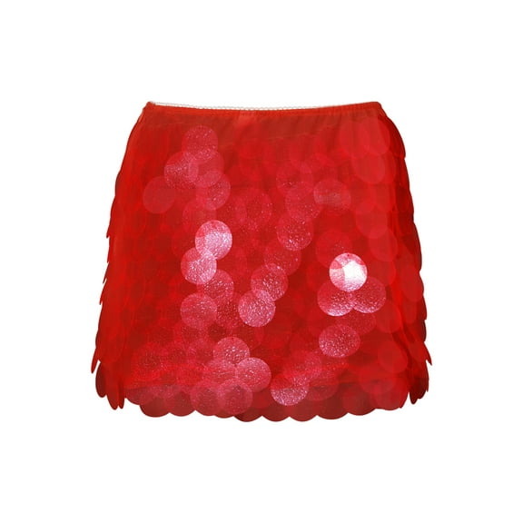 Rdhnmea Women's Sexy Shiny Sequin Mini Skirt Glitter Low Rise Pencil Skirts Bodycon Dance Party Club Short Skirt