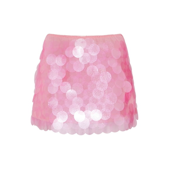 Rdhnmea Women's Sexy Shiny Sequin Mini Skirt Glitter Low Rise Pencil Skirts Bodycon Dance Party Club Short Skirt
