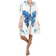 thumbnail image 1 of Rdhnmea Women's Summer A-Line Dress Floral Print Short Puff Sleeve Tie Front V-Neck Babydoll Dress Loose Mini T-Shirt Dress, 1 of 6
