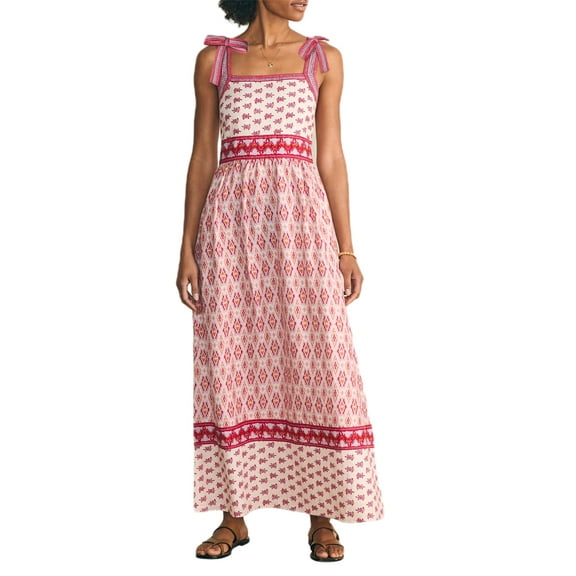 Rdhnmea Women’s Tie Shoulder Dress Summer Sleeveless Floral Print A-Line Dress