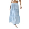 thumbnail image 1 of Rdhnmea Women's Tiered Long Skirts Vintage Elastic Waist Frill Trim Skirts, 1 of 8