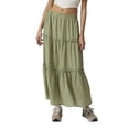thumbnail image 1 of Rdhnmea Women's Tiered Long Skirts Vintage Elastic Waist Frill Trim Skirts, 1 of 6