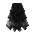thumbnail image 1 of Rdhnmea Women's Tiered Tulle Long Skirt Asymmetrical Pleated Elastic High Waist Layered Tutu Skirt Frill Trim Ruffle Midi Skirt, 1 of 9