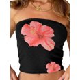 thumbnail image 1 of Rdhnmea Women's Tube Tops Floral Print Boat Neck Bandeau Tanks Backless Shirts Strapless Summer Tank Tops Sleeveless Blouse, 1 of 8