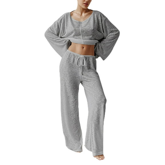 Rdhnmea Women’s Two Piece Pajama Set Casual Long Sleeve Loose Tops and Pants Set Loungewear