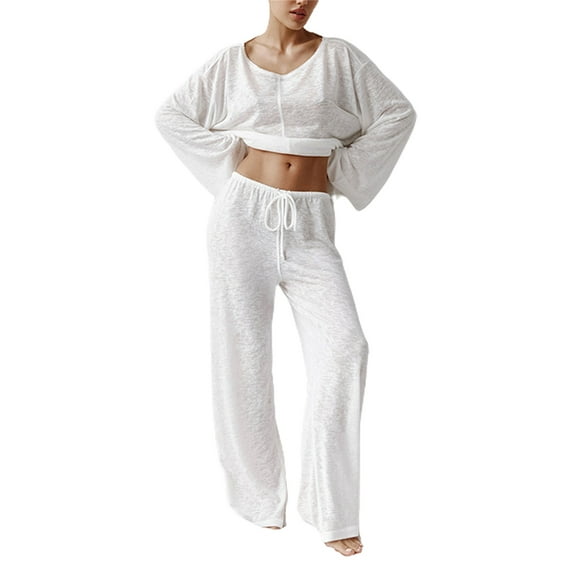 Rdhnmea Women’s Two Piece Pajama Set Casual Long Sleeve Loose Tops and Pants Set Loungewear