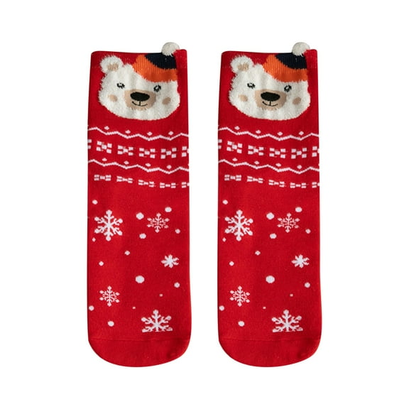 Rdhnmea Womens Christmas Socks Cute Deer Snowman Santa Bear Pattern Breathable Lovely Xmas Socks Fall Winter Casual Mid-Calf Socks