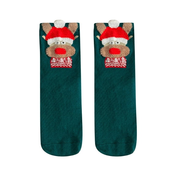 Rdhnmea Womens Christmas Socks Cute Deer Snowman Santa Bear Pattern Breathable Lovely Xmas Socks Fall Winter Casual Mid-Calf Socks