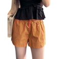 thumbnail image 1 of Rdhnmea Womens Striped Print Shorts Side Slit Bow Elastic Waistband Short Pant, 1 of 9