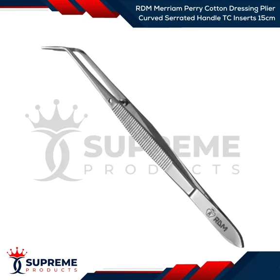 Rdm Merriam Perry Cotton Dressing Plier Curved Serrated Handle Tc Inserts 15Cm