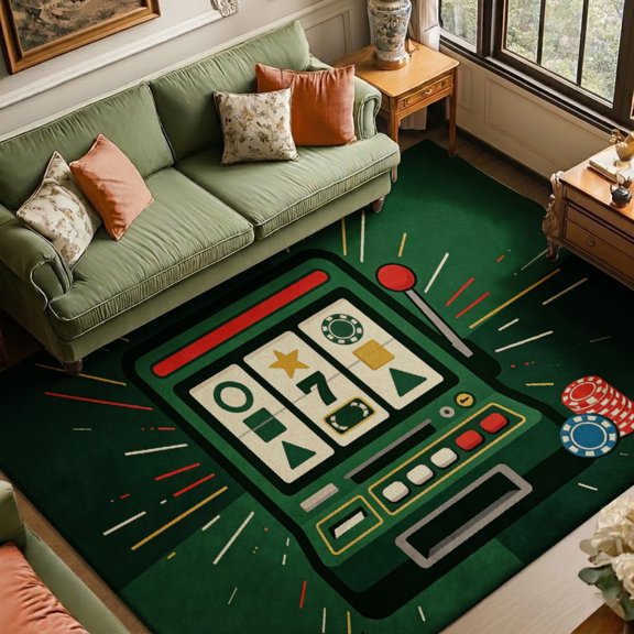 Rdsfhsp Arcade Gaming Machine Velvet Area Rug, Retro Game Room Floor Carpet, Soft Plush Non Slip Rug for Bedroom 47.2"×31.5"