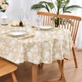 thumbnail image 1 of Rdsfhsp Beige Tiny White Floral Oval Tablecloth, Stain Resistant Farmhouse Table Cloth, Machine Washable 60x84 Inch for Kitchen, 1 of 4