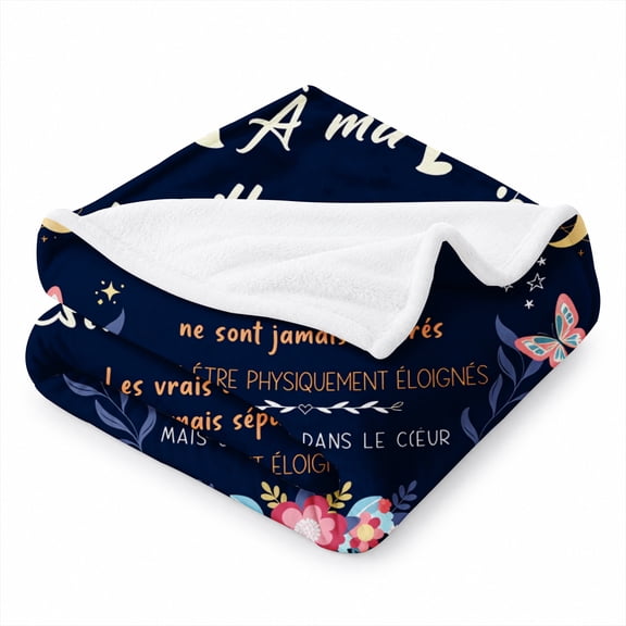 Rdsfhsp Best Friend French Quote Soft Flannel Throw Blanket, Ultra Soft Plush Fleece Blanket for Couch Sofa Bed, Heartwarming Friendship Gift Blanket for Birthday and Christmas 50"x40"