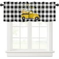 thumbnail image 1 of Rdsfhsp Buffalo Plaid Valance Curtain for Kitchen Windows/Living Room/Bedroom/Cafe, Sweet Honey Bee Yellow Truck Pulling Daisy Flower Spring Summer Window Curtain Valance Rod Pocket 54x18 Inch, 1 of 5