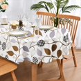 thumbnail image 1 of Rdsfhsp Checkered Leaf Vine Oval Tablecloth, Waterproof Floral Print Dining Table Cover, Wrinkle Resistant 60"x84" Fits 6-8 Seats, 1 of 5