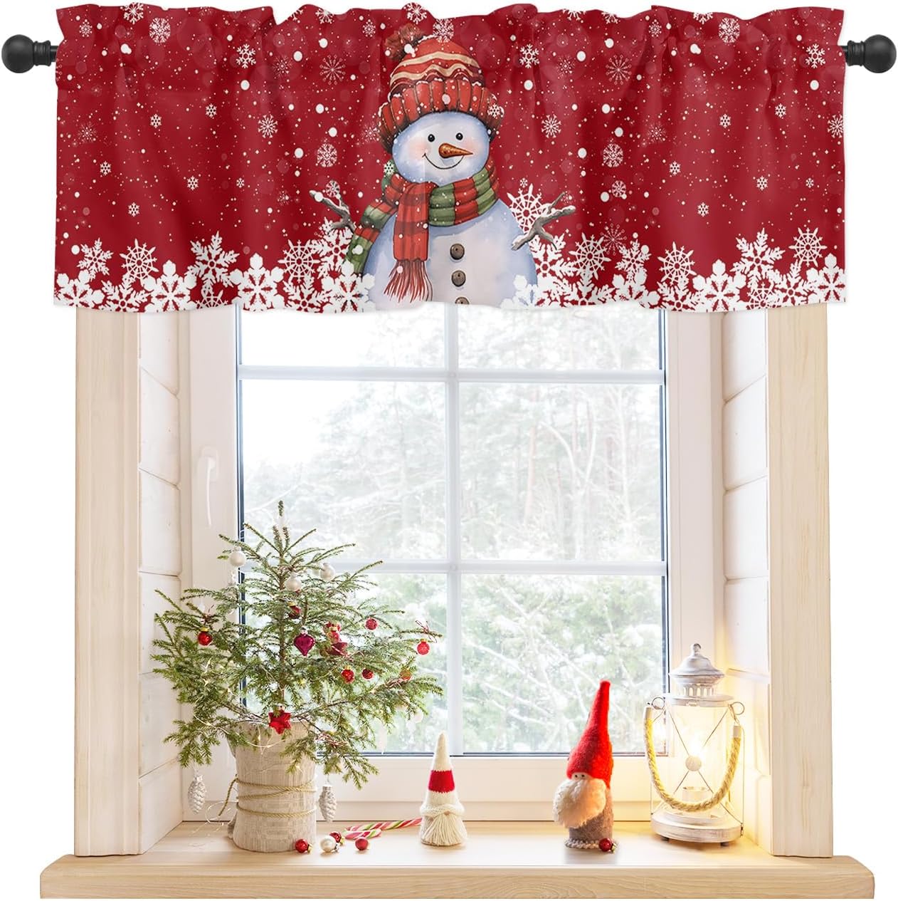 Popxstar Clochef-plaid linen curtains for kitchen, short curtains with pocket and pocket, small window treatment, living room, 1pc