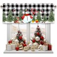 thumbnail image 1 of Rdsfhsp Christmas Curtain Valance for Windows Black White Buffalo Check Plaid Snowflake Snowman with Christmas Tree Winter Holiday Window Treatments Short Curtains for Kitchen,54 x 18 inch, 1 of 5