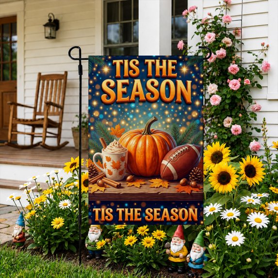 Rdsfhsp Christmas Garden Flag 12x18 Inch, Holiday Pumpkin Linen Yard Flag with Seasonal Design, Outdoor Decorative Flag for Garden Lawn Porch Winter Decor