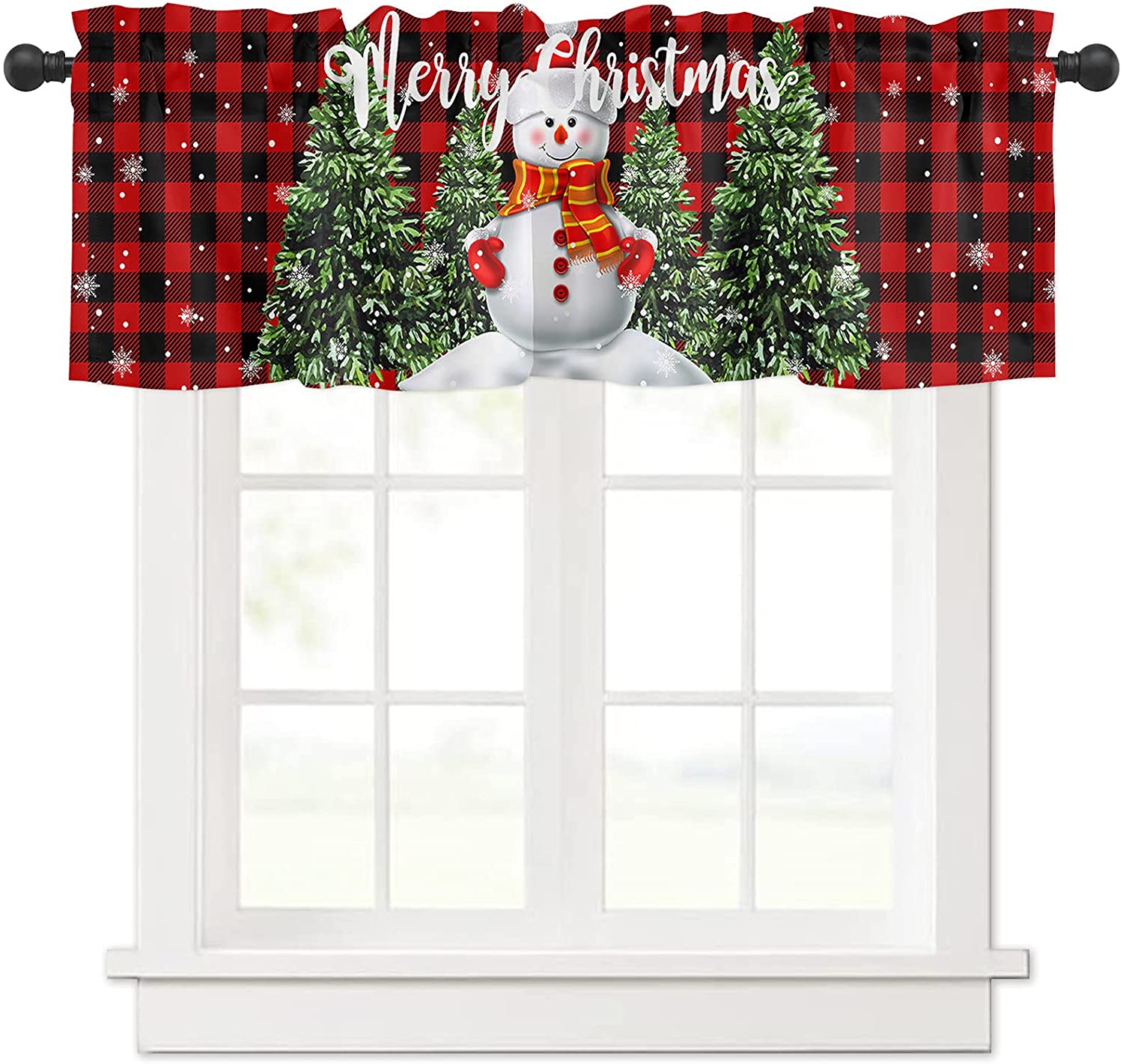 Rdsfhsp Christmas Snowman Valances for Windows Merry Christmas Snowman